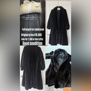 Elegant Black Fur Pea Coat by